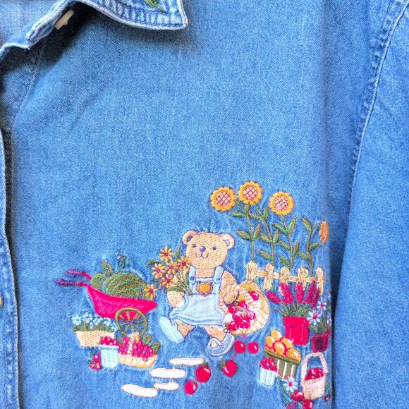 Vintage Bobbi Brooks Denim Embroidered GrandmaCore CottageCore Women's 22W/24W - Picture 3 of 8